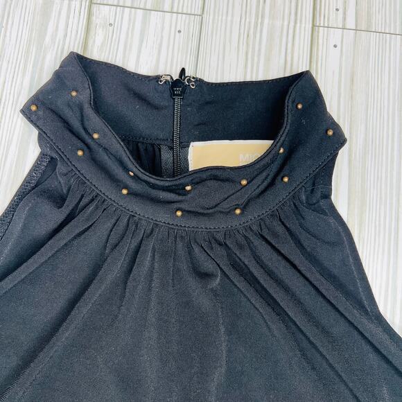 Michael Kors Black Sleeveless High Neck Embroidered Halter Top - Picture 3 of 10